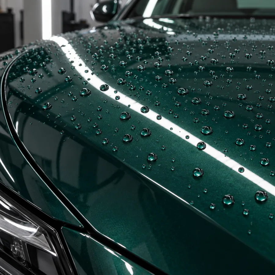Water beading on ceramic-coated green paint